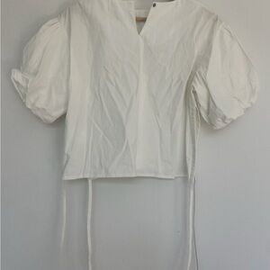 OAK + FORT White Puff Sleeve Blouse